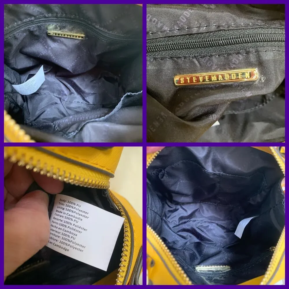 STEVE MADDEN Bright Yellow Faux Leather BREESE Top Handled Satchel XBody w/Scarf